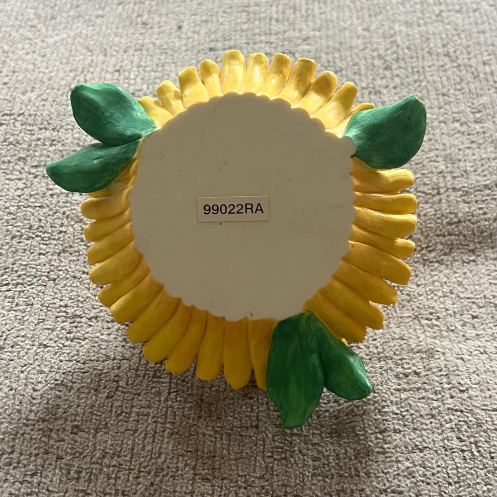 Vintage Sunflower Hinged Trinket Box Yellow Floral Resin Jewelry Case 99022RA - Picture 3 of 4